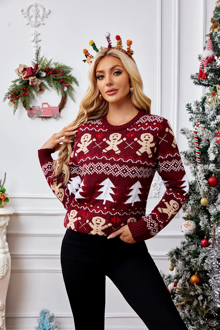Women's red Winter Christmas Sweater - Image 7