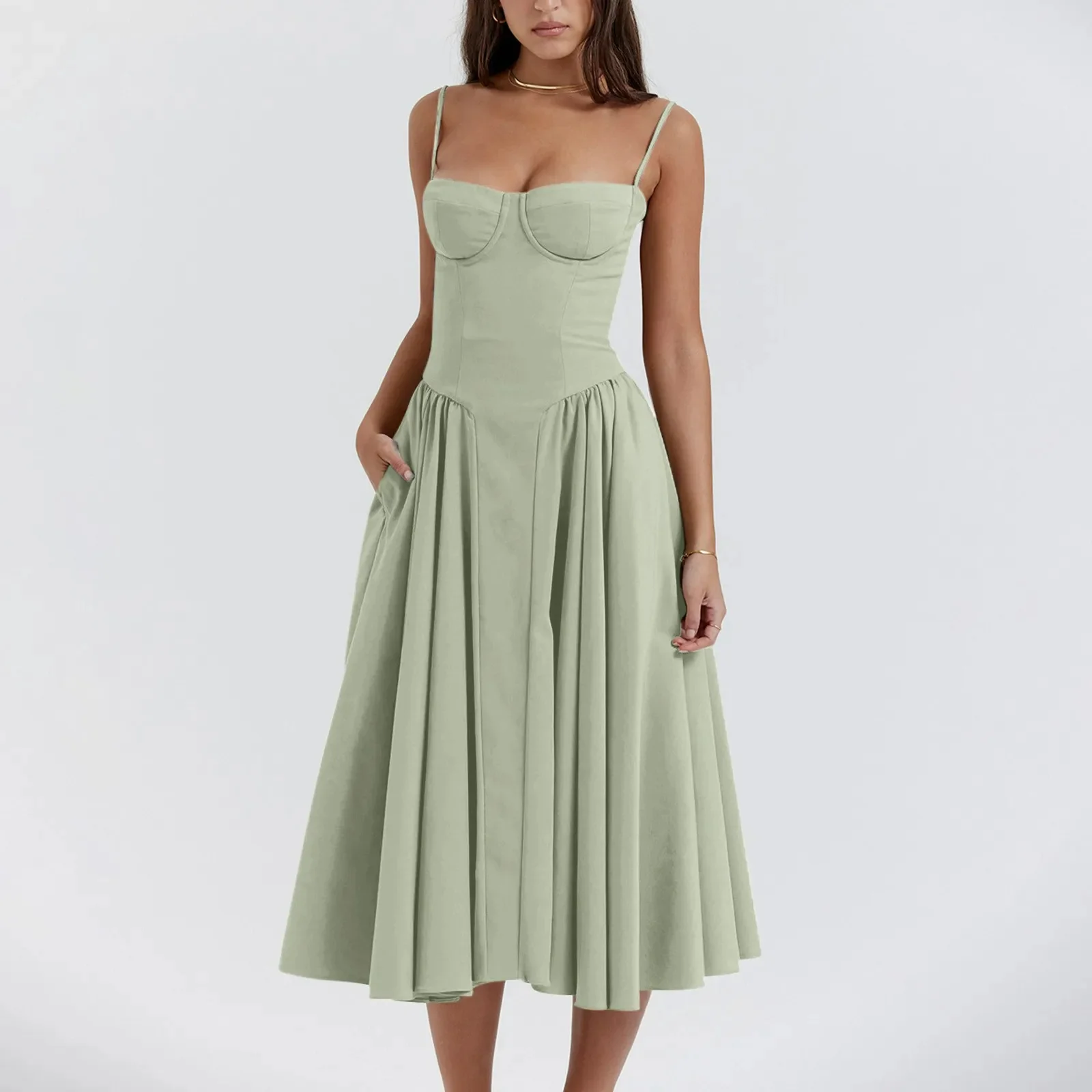 Odette Cute Corset Cocktail Midi Dress - Image 10