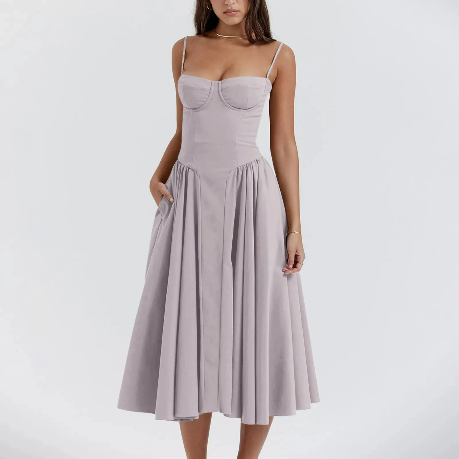 Odette Cute Corset Cocktail Midi Dress - Image 4