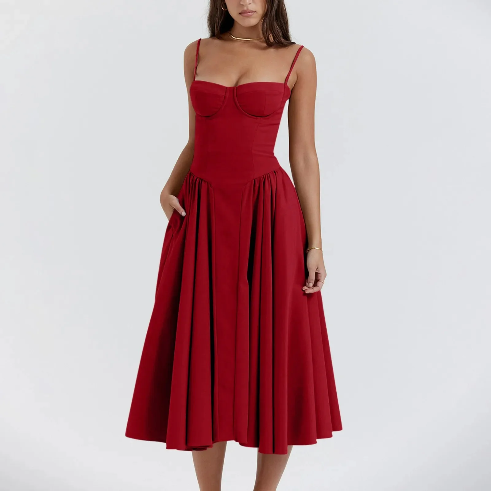 Odette Cute Corset Cocktail Midi Dress - Image 8