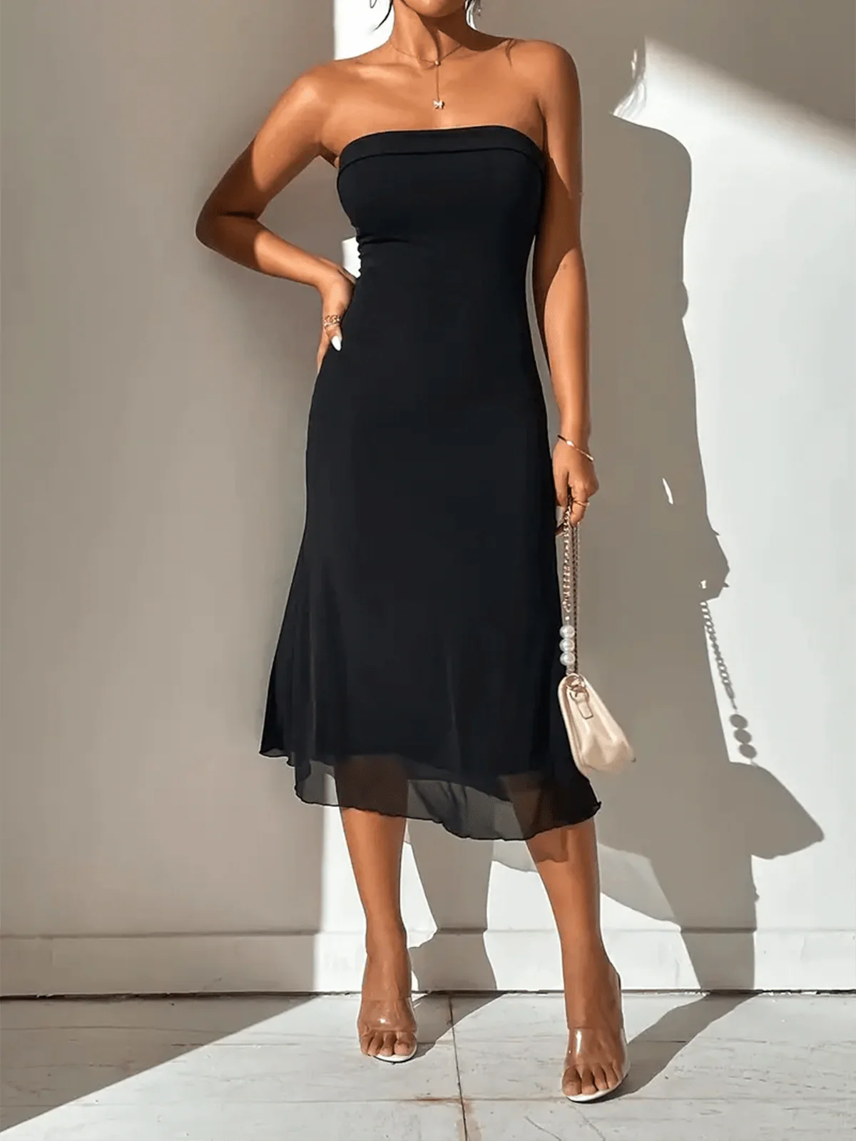 Off Shoulder Cocktail Bodycon Midi Dress - Image 3