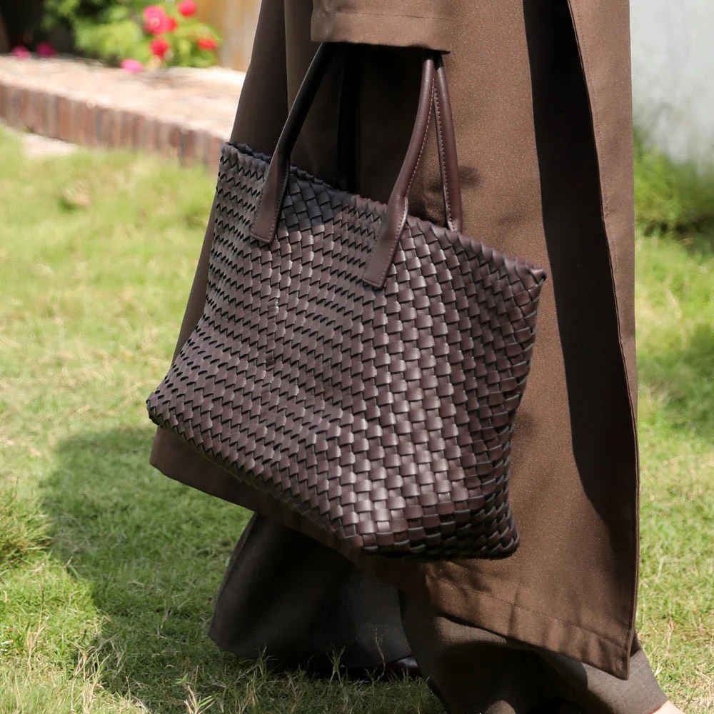 Woven Leather Tote Bag - Image 4