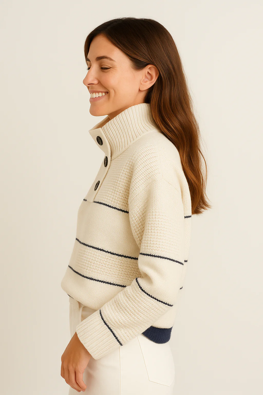 Button Collar Knit Pullover - Image 3
