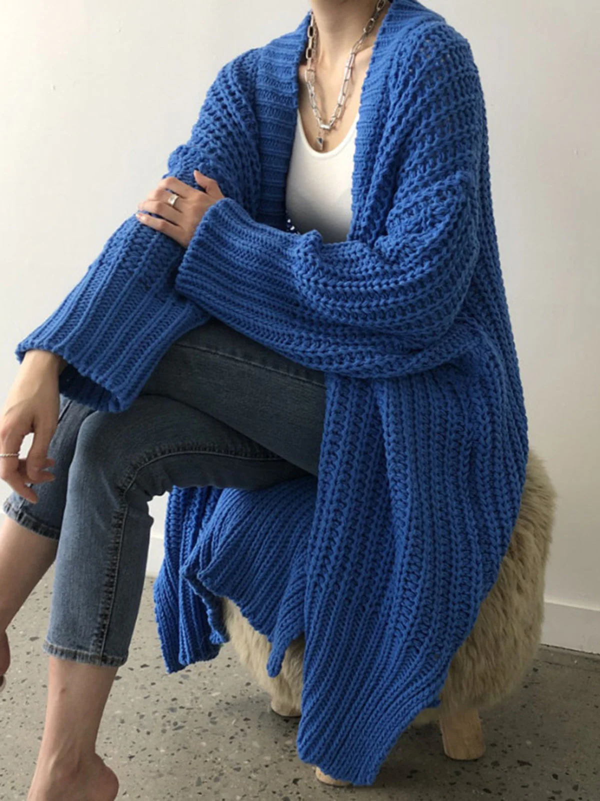 Oversized Split Knit Cardigan - Image 2