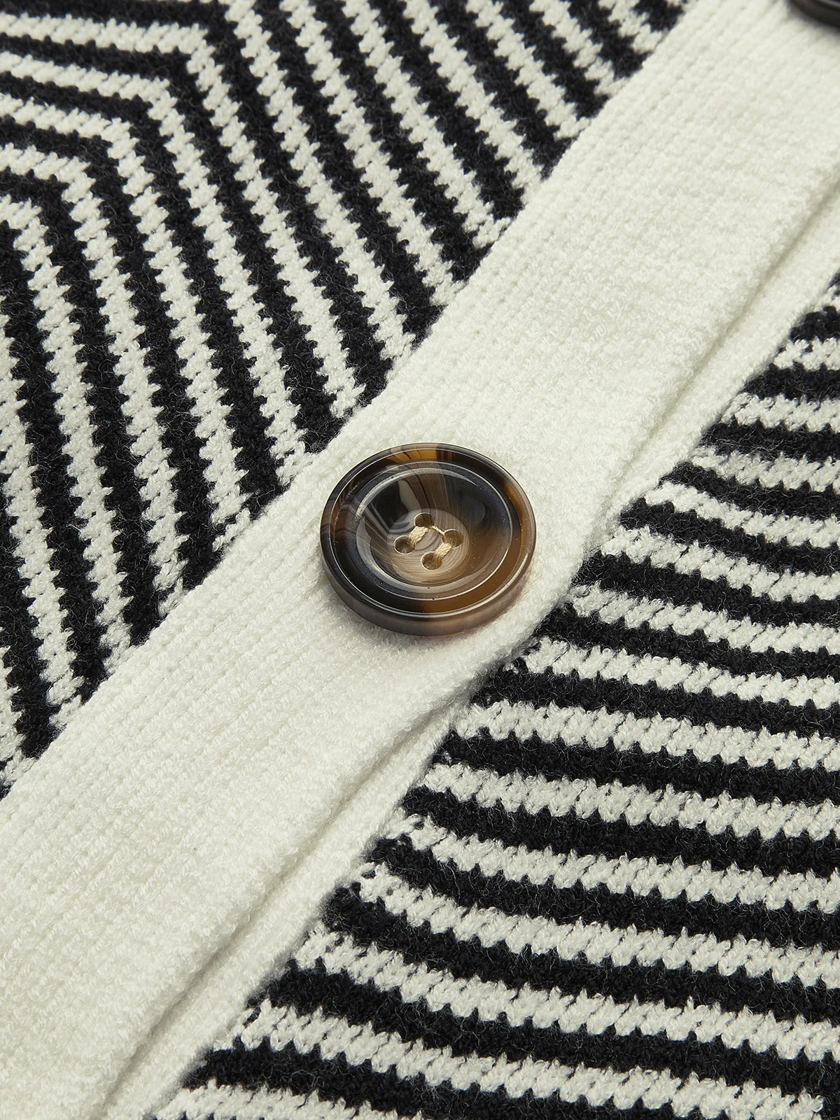 Chevron Contrast Button-Up Cardigan - Image 6