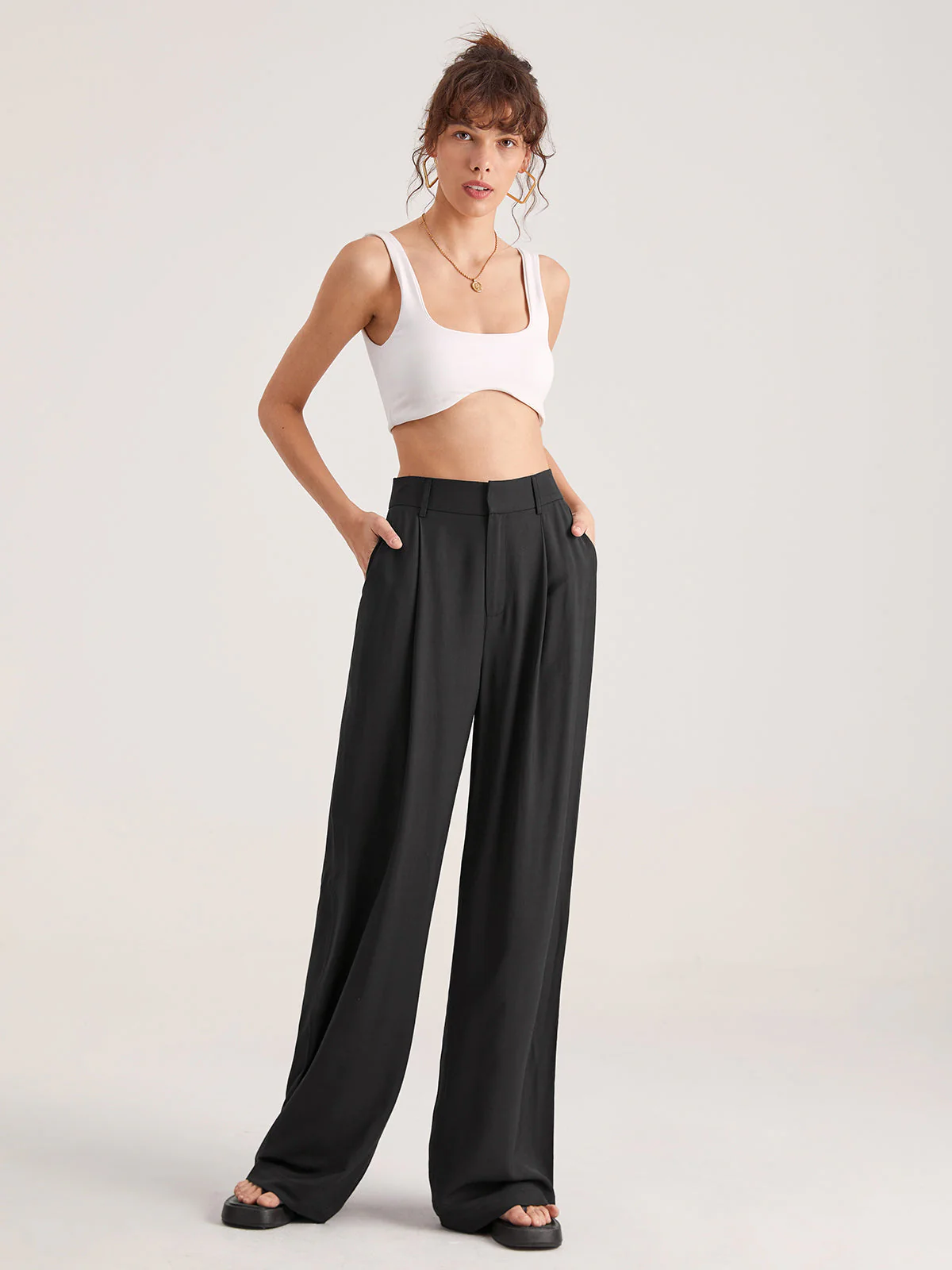 High Waisted Wide Leg Trousers - Image 4