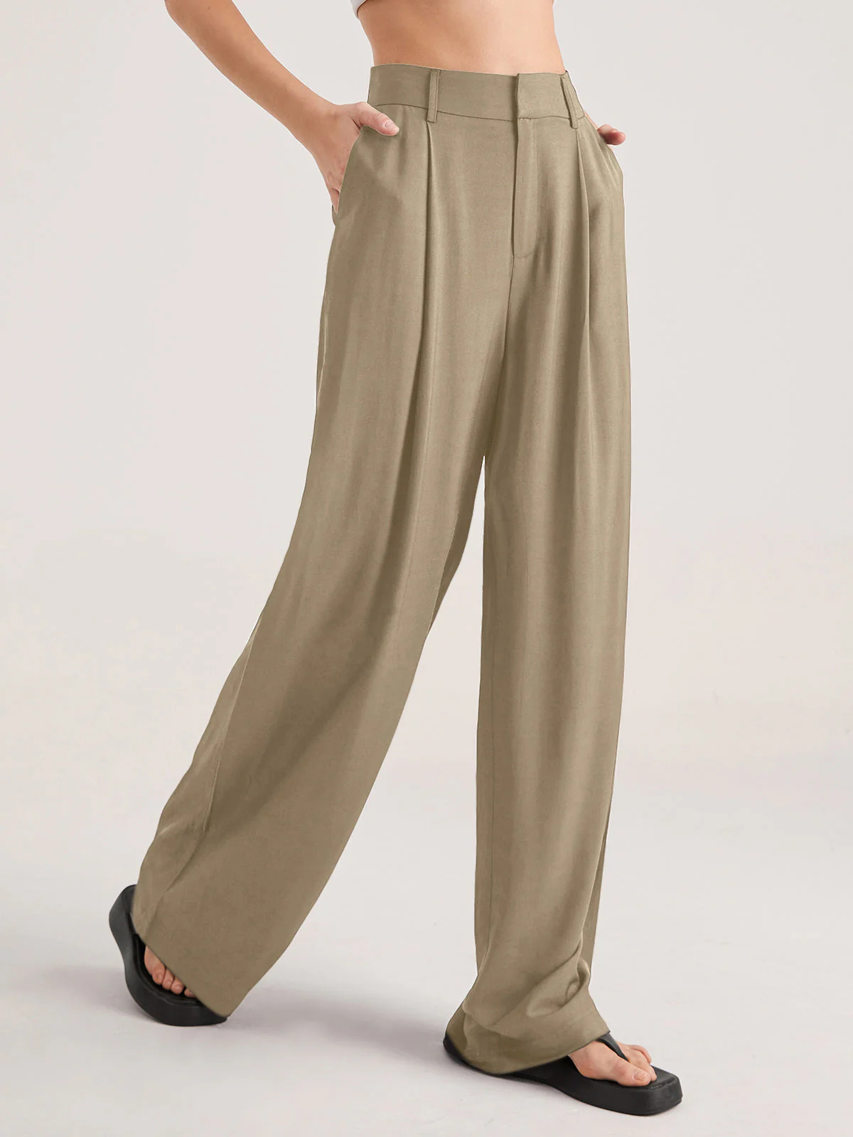 High Waisted Wide Leg Trousers - Image 7