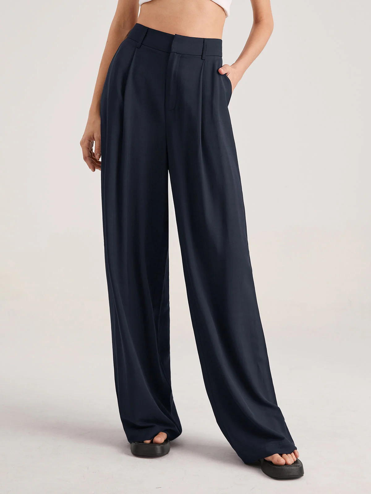 High Waisted Wide Leg Trousers - Image 8
