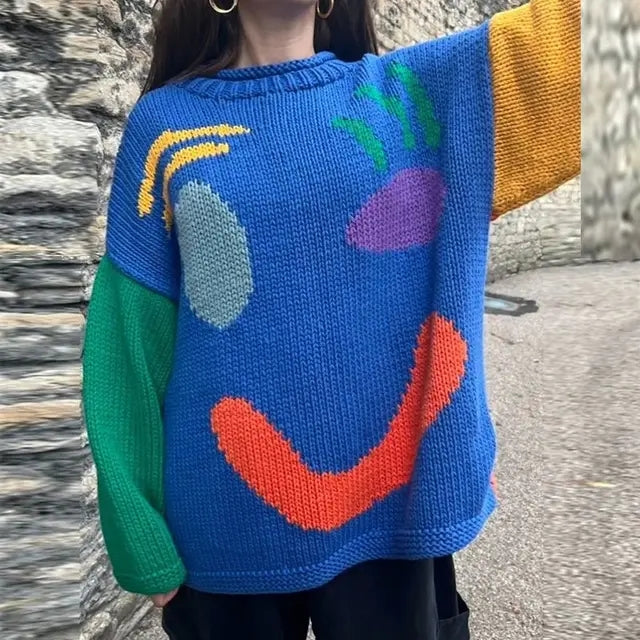 Oversized sweaters with smiley face design - Image 7