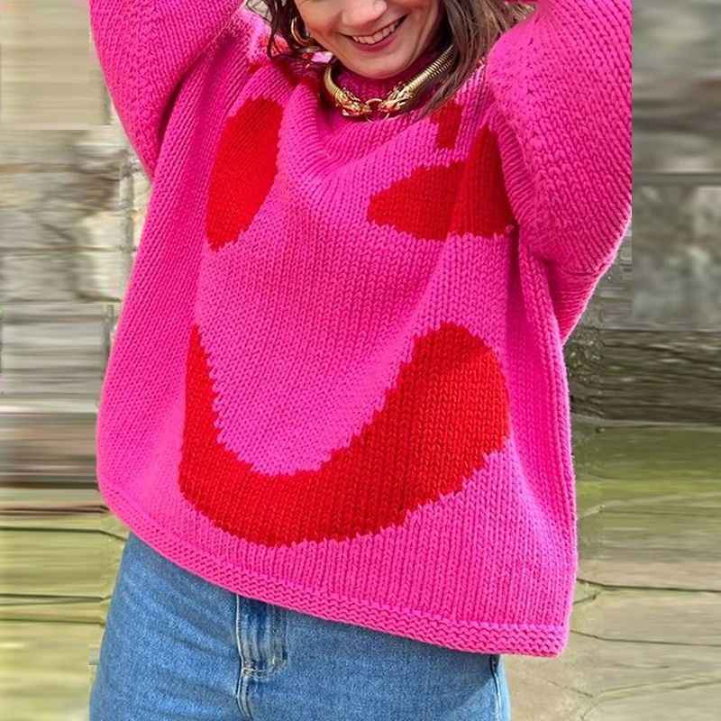 Oversized sweaters with smiley face design - Image 8