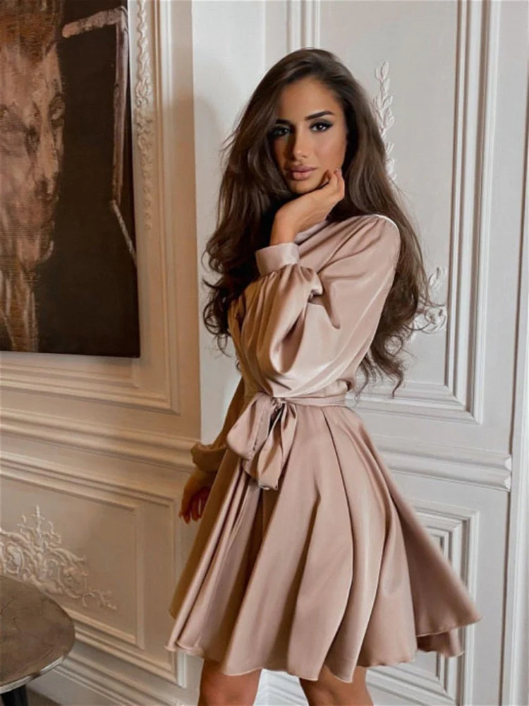Pauline Satin mini Cocktail Party Dress - Image 3