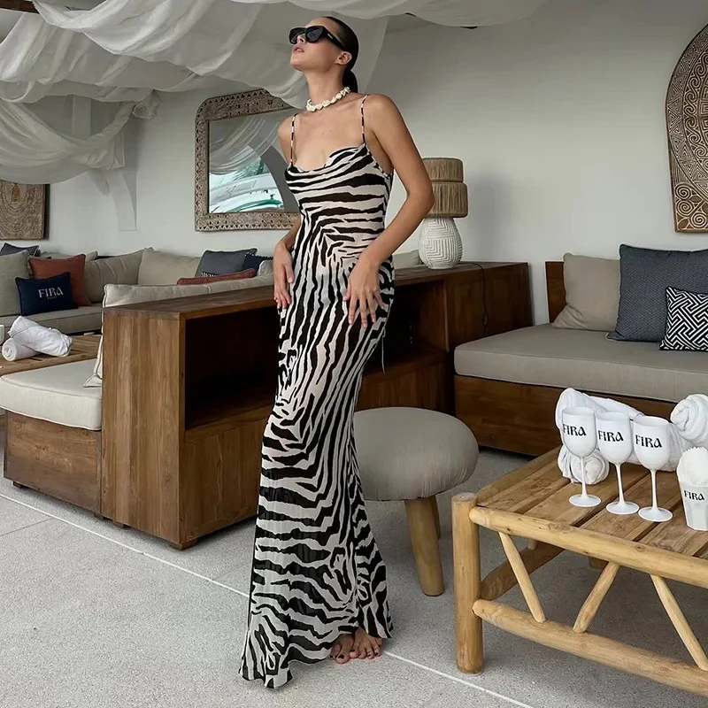 Cassandre V Neck Slip Summer Party Maxi Dress - Image 3