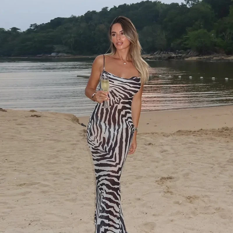 Cassandre V Neck Slip Summer Party Maxi Dress - Image 4