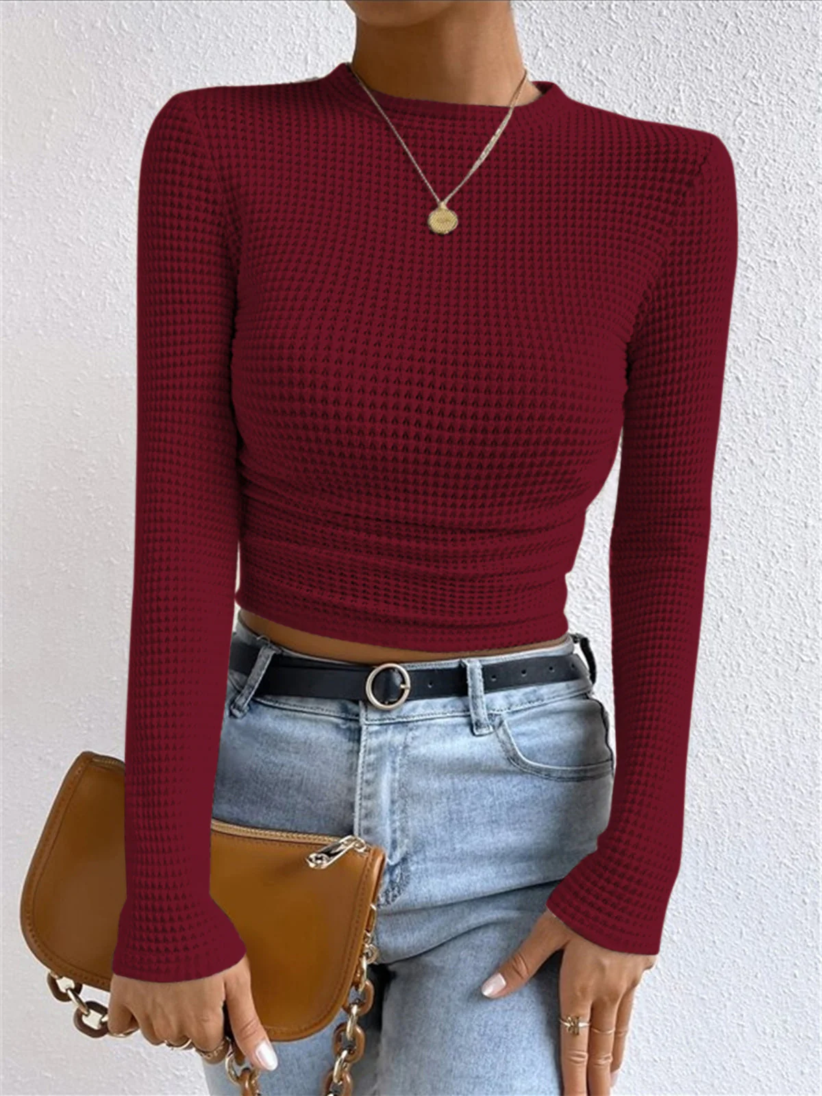 Waffle Knit Long Sleeve Top - Image 10