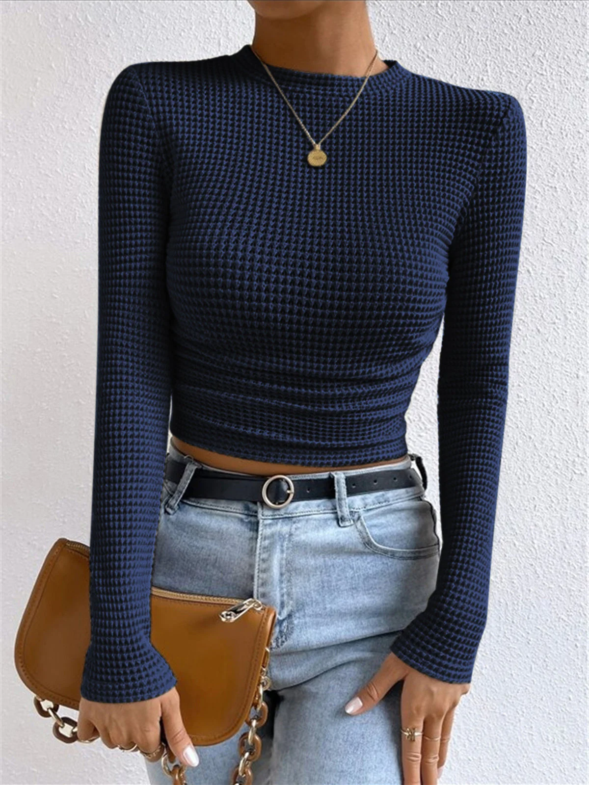 Waffle Knit Long Sleeve Top - Image 11
