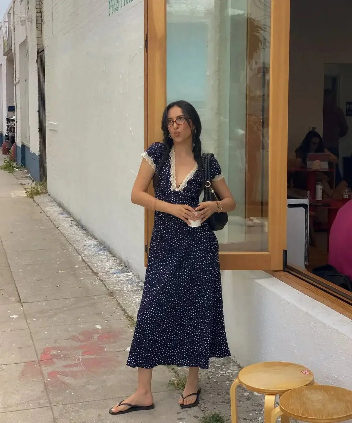 Lightweight Summer Polka Dot Midi Dress - Image 2