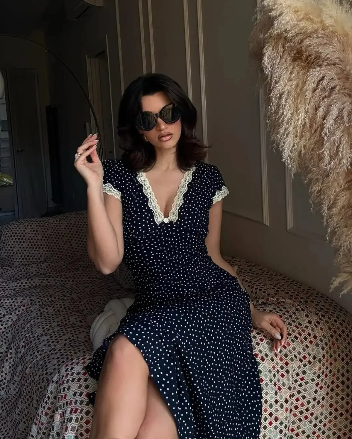 Lightweight Summer Polka Dot Midi Dress - Image 3