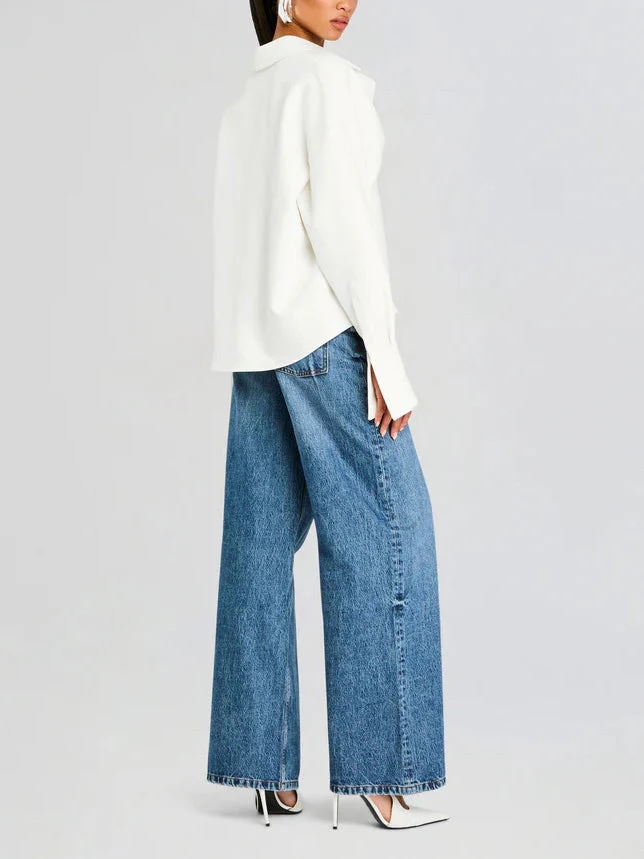 Draped Button Down Shirt - Image 4