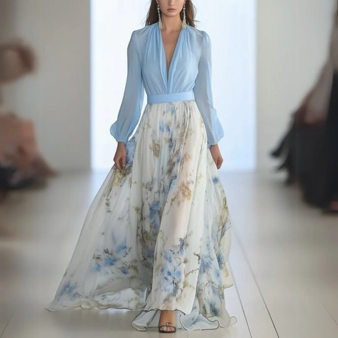 Elegant Floral Summer Party Maxi Dress