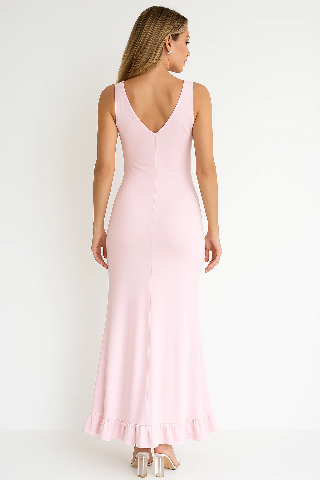 Ruched V-neck Wedding Guest Maxi Dress - Image 2