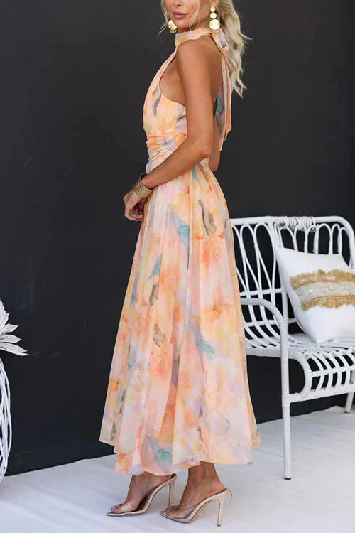 Elegant Watercolour Maxi Dress for Summer Party - Image 5