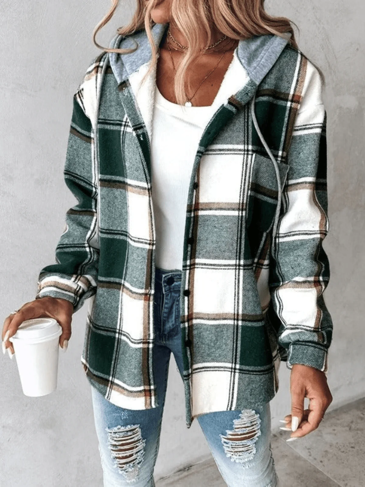 Checkered Hoodie jacket for women - Image 2