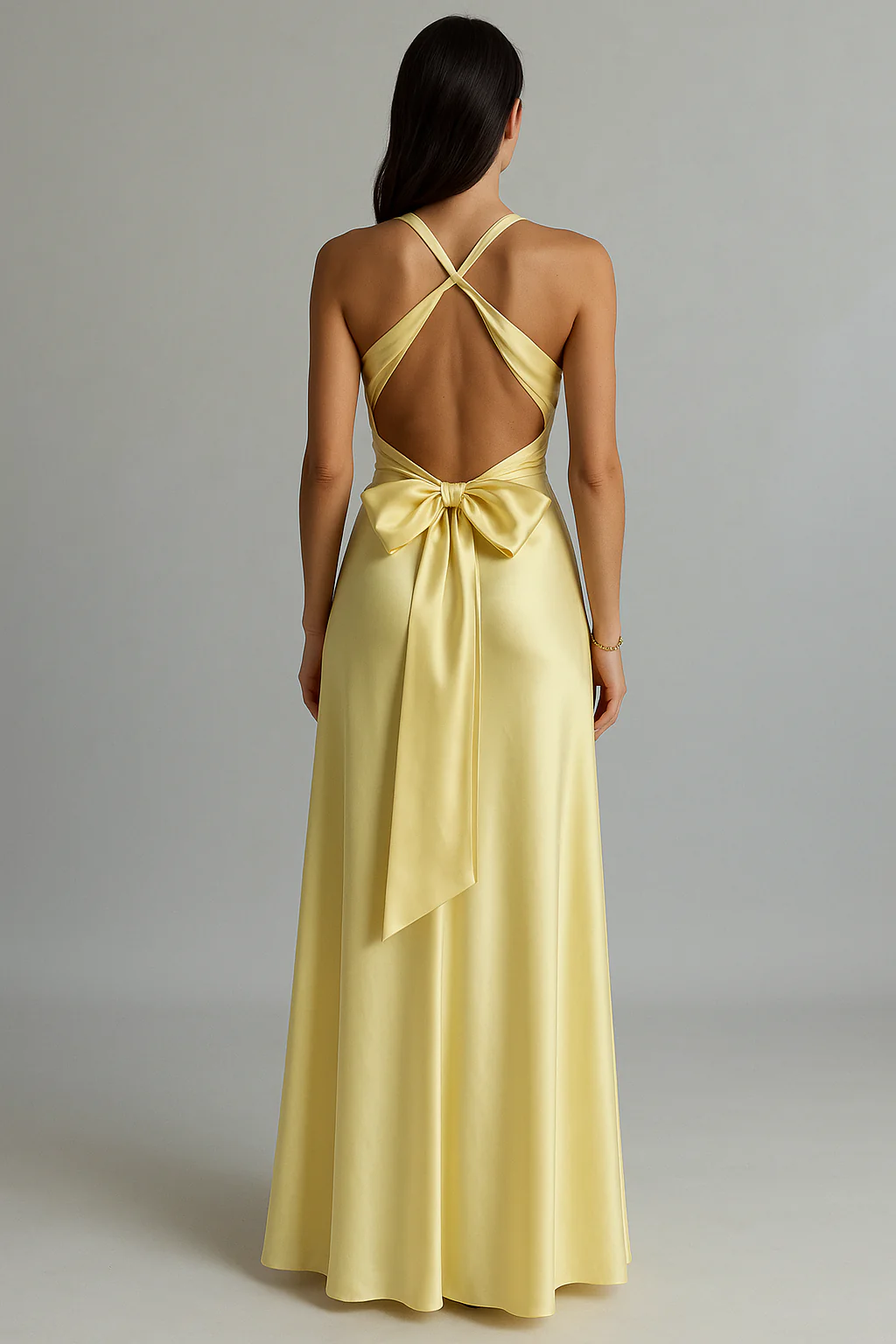 Satin Halter Prom Maxi Gown - Image 2