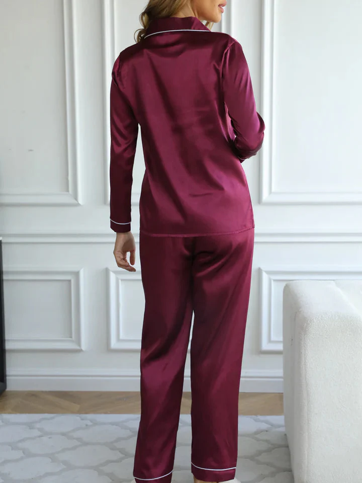 Women's Long Sleeve Satin Pajama Set - Image 3