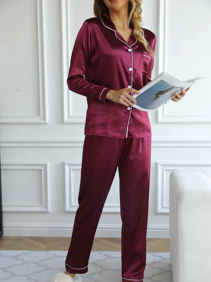 Women's Long Sleeve Satin Pajama Set - Image 5