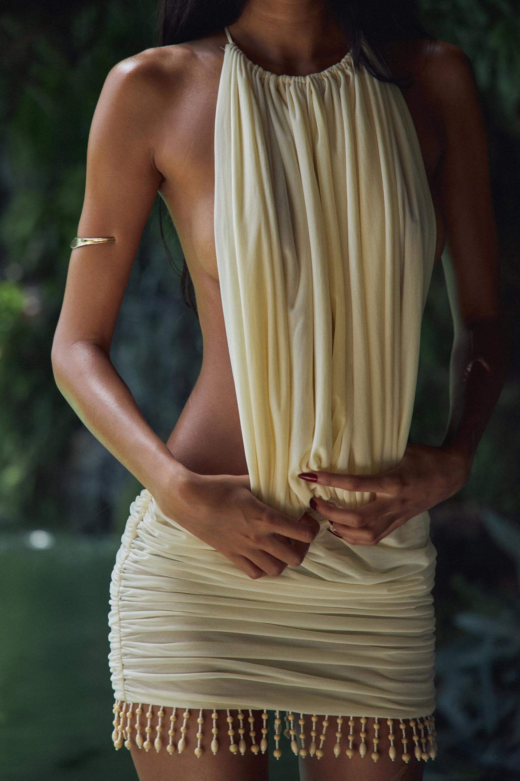 Pleated Halterneck Open Back Mini Dress - Image 6