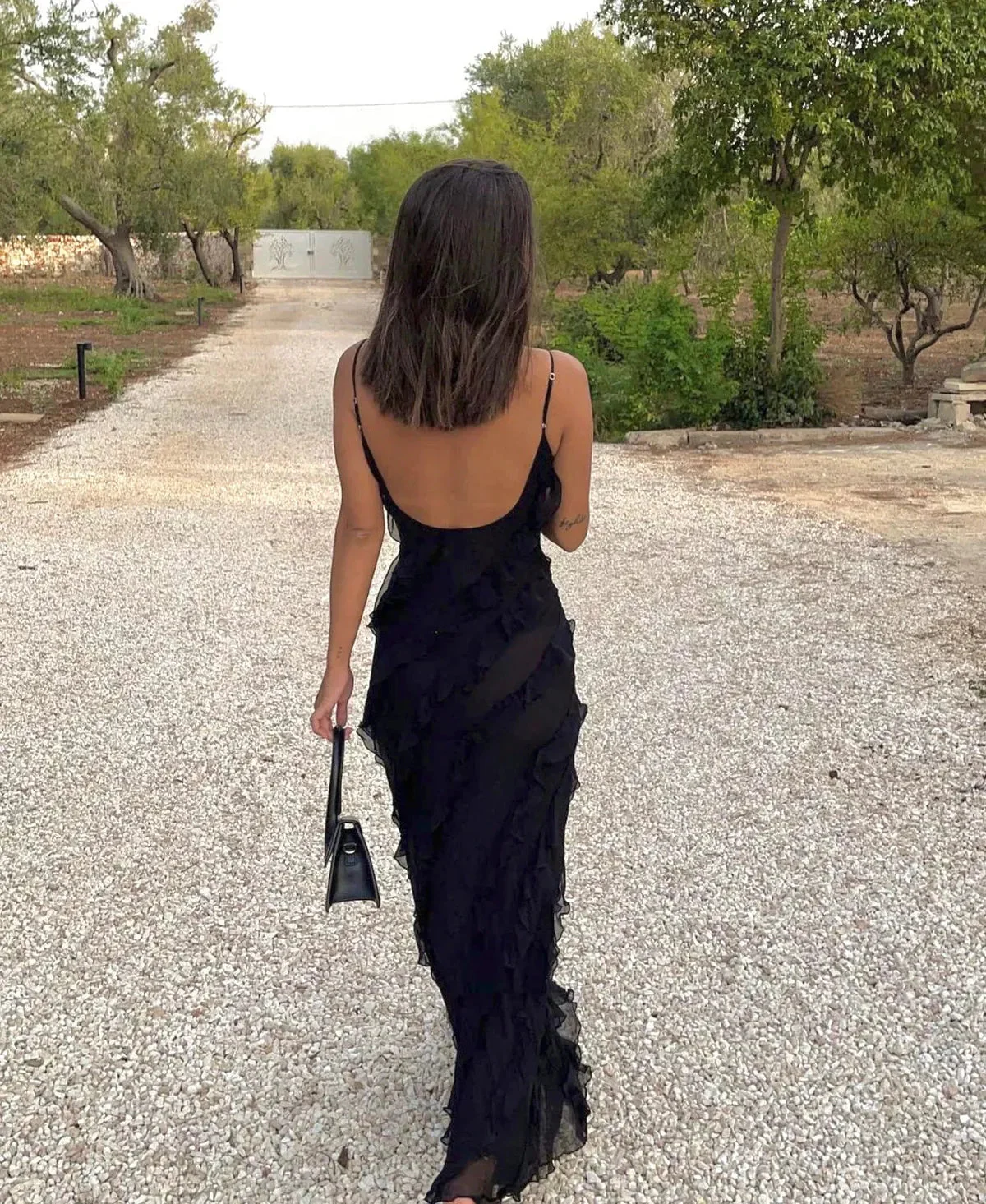 Romantic Ruffle Chiffon Evening Gown Maxi Dress - Image 7