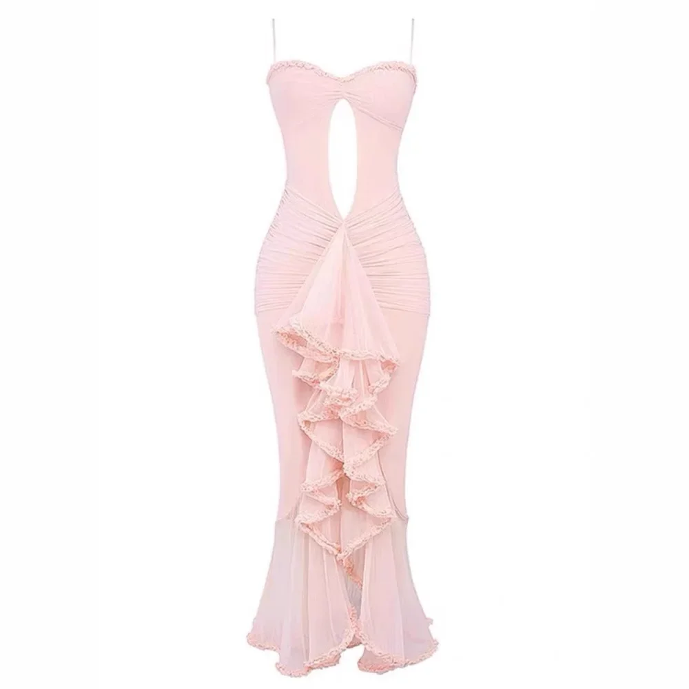 Ruched Cut Out Maxi Dress with Asymmetric Hem Detail - Image 5