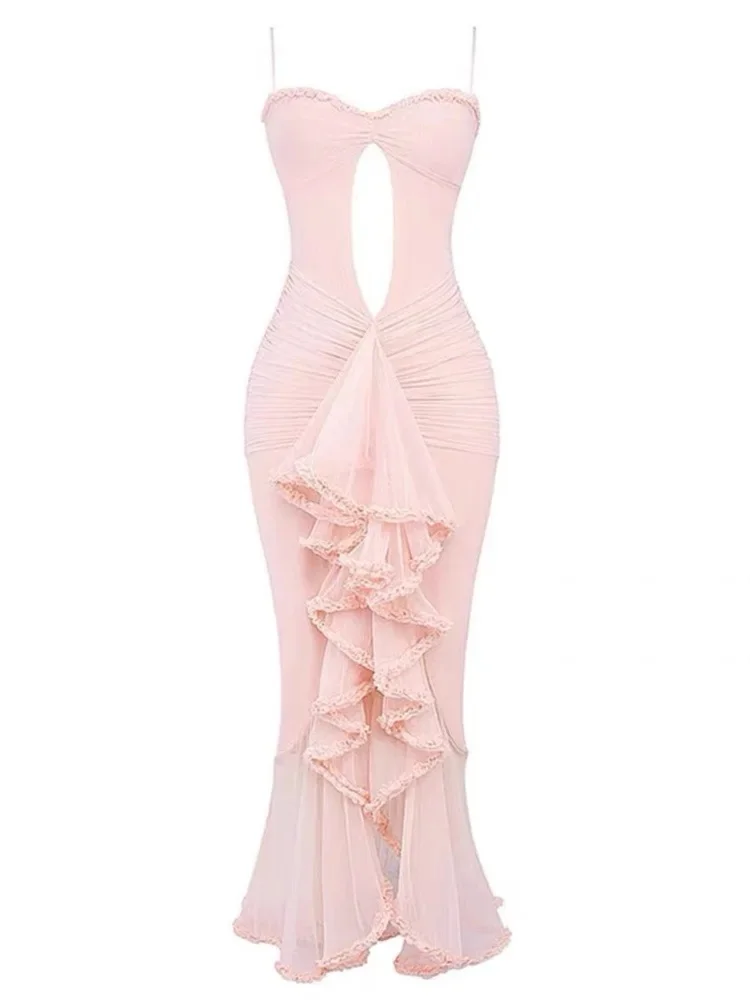 Ruched Cut Out Maxi Dress with Asymmetric Hem Detail - Image 6