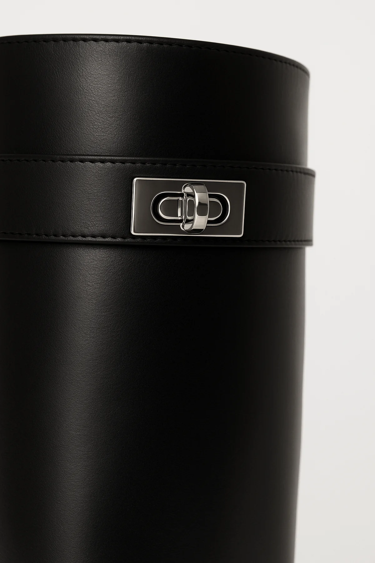 Women's Shark Lock Knee-High Faux Leather Boots - Image 3