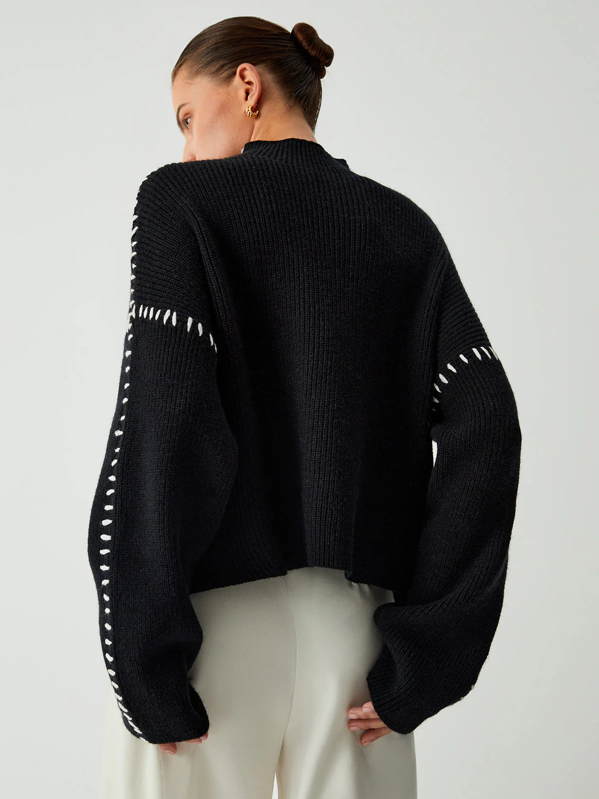 Oversized Mock Neck Sweater - Image 3
