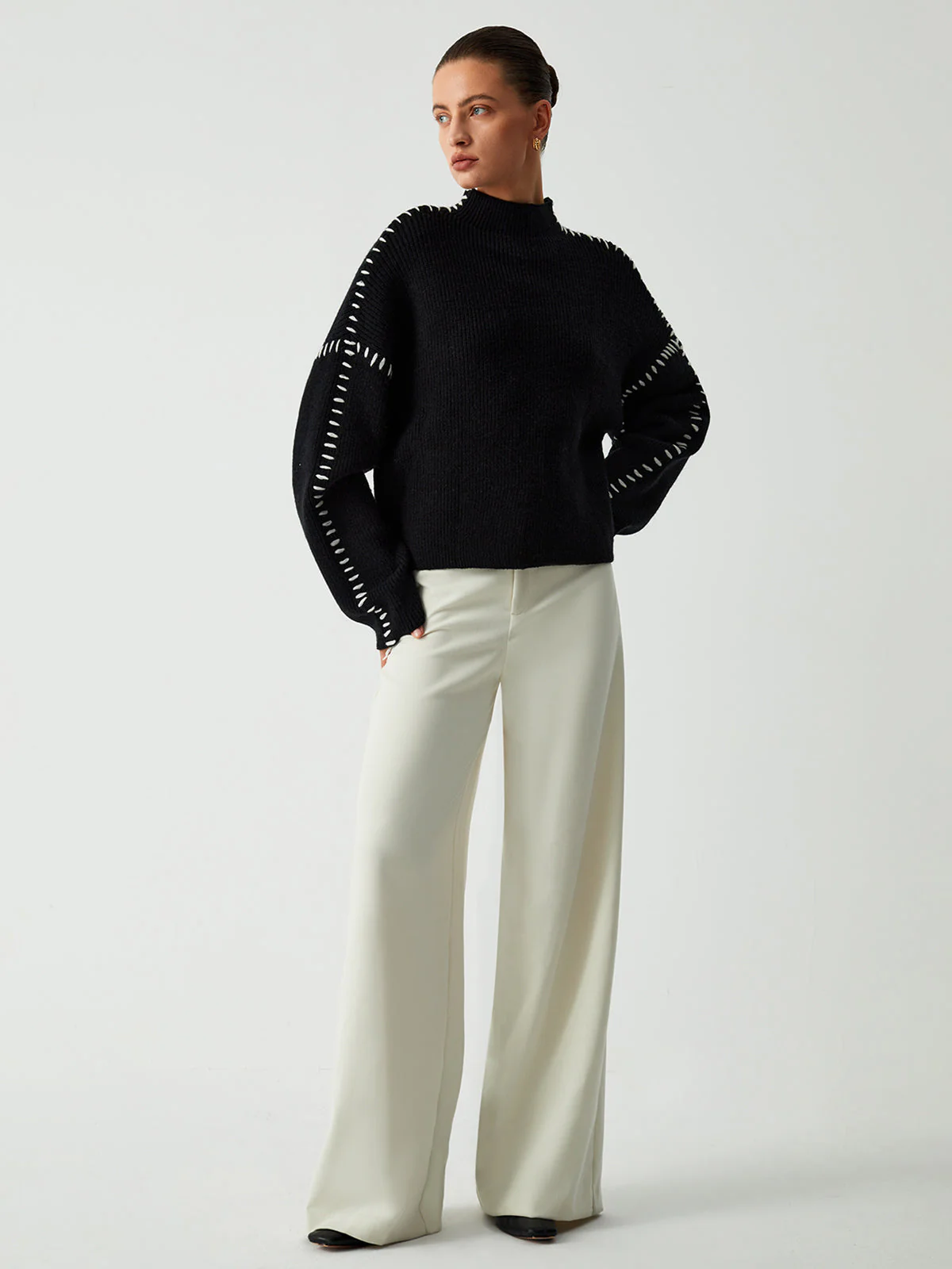 Oversized Mock Neck Sweater - Image 4