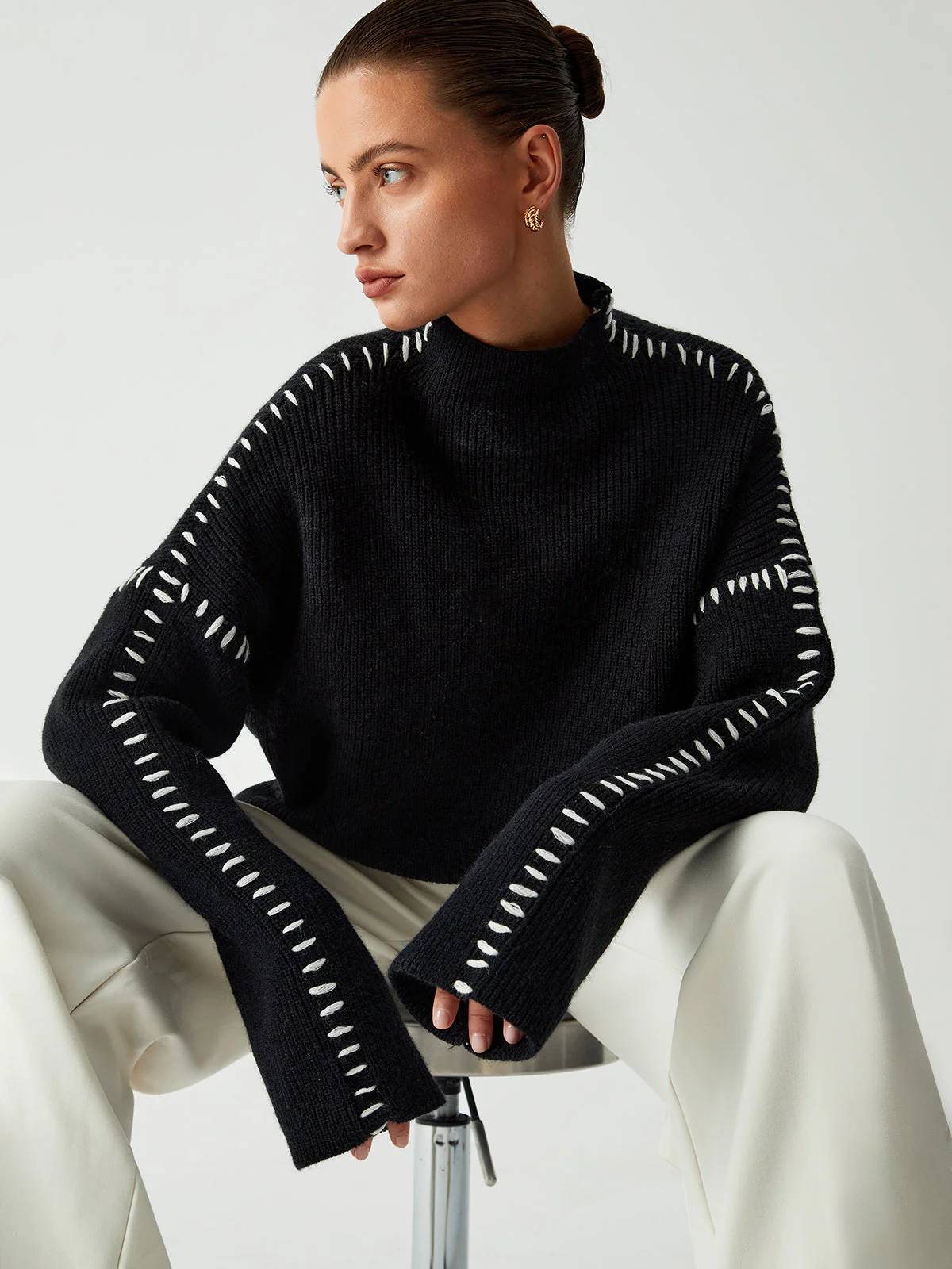 Oversized Mock Neck Sweater - Image 6