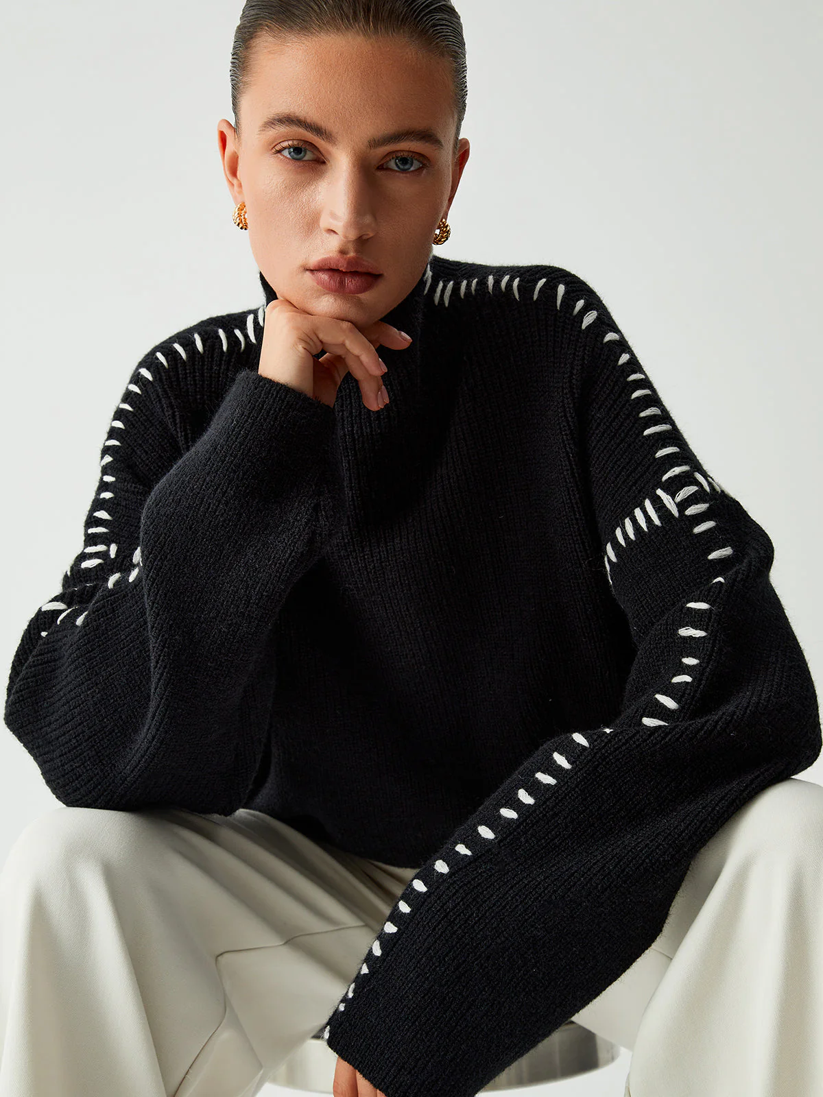 Oversized Mock Neck Sweater - Image 7