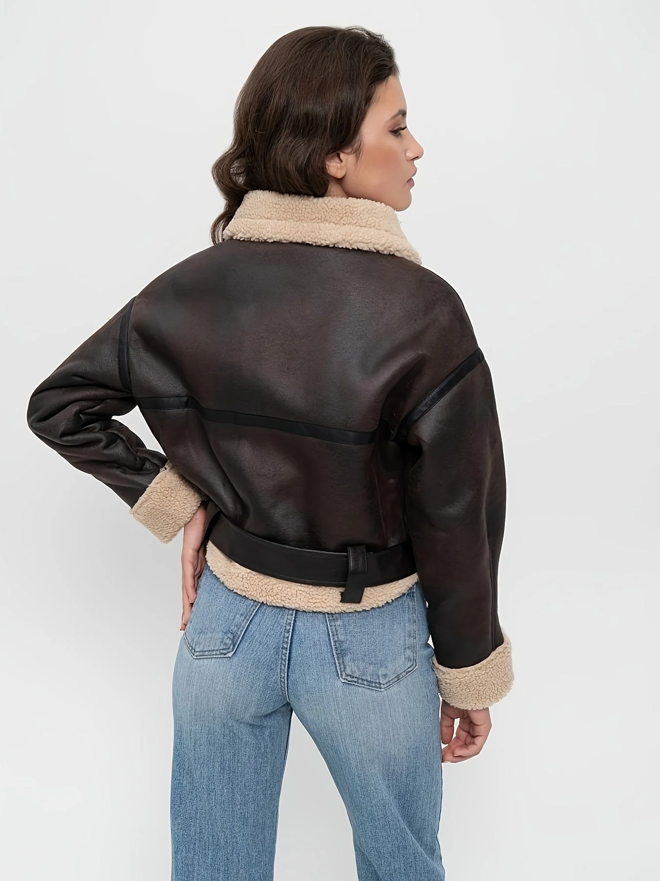 Women's Short Leather Winter Jacket - Image 4