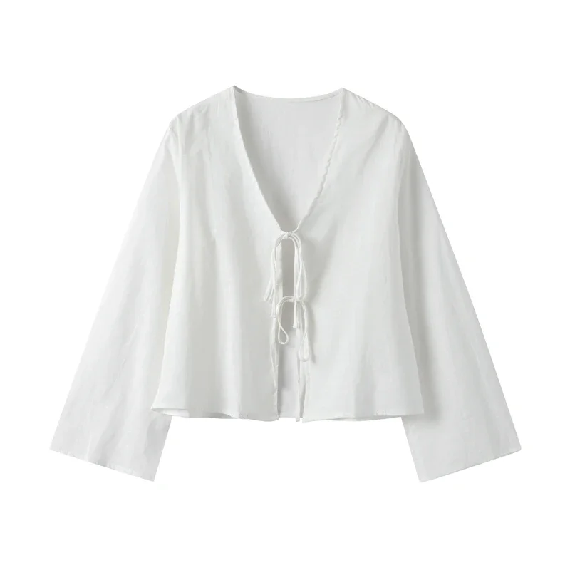 Sicily Front-Tie Linen Top - Image 7