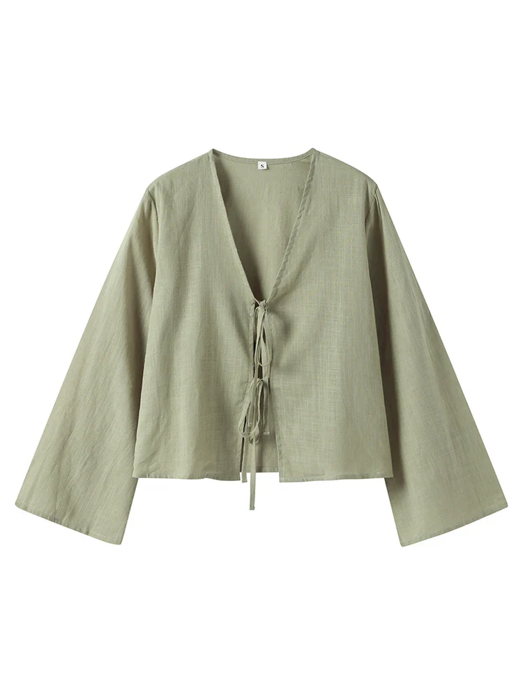 Sicily Front-Tie Linen Top - Image 8