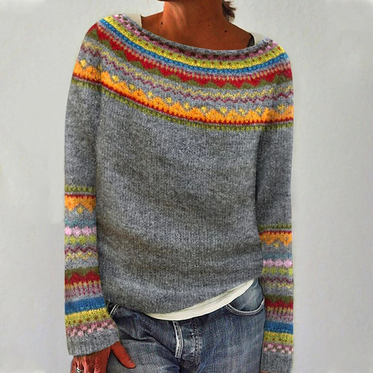 Women's Retro Knitted Sweater - Image 3