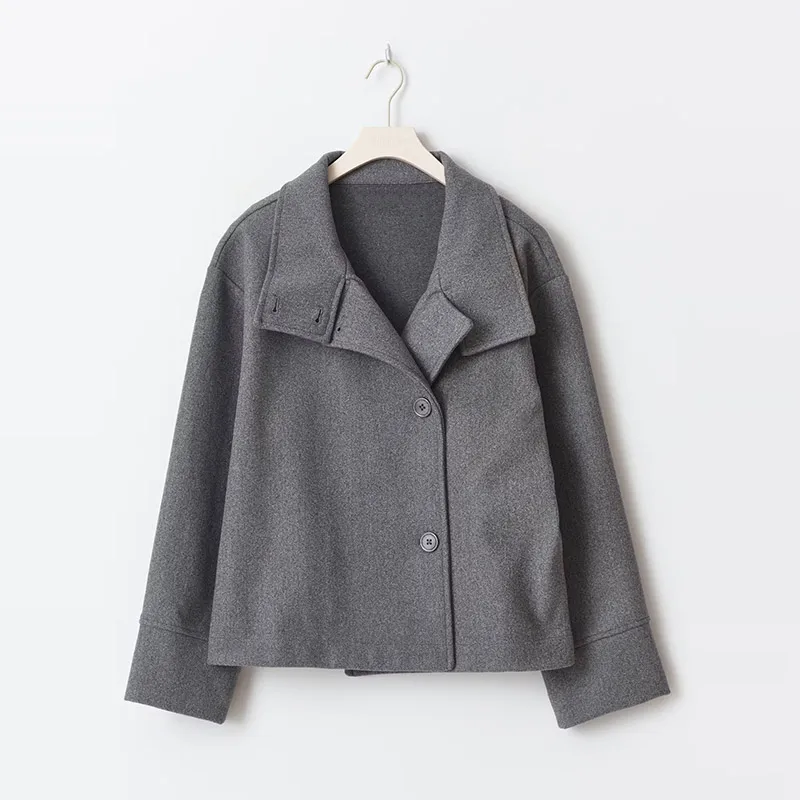Stand Collar Women's Pea Coat - Image 13