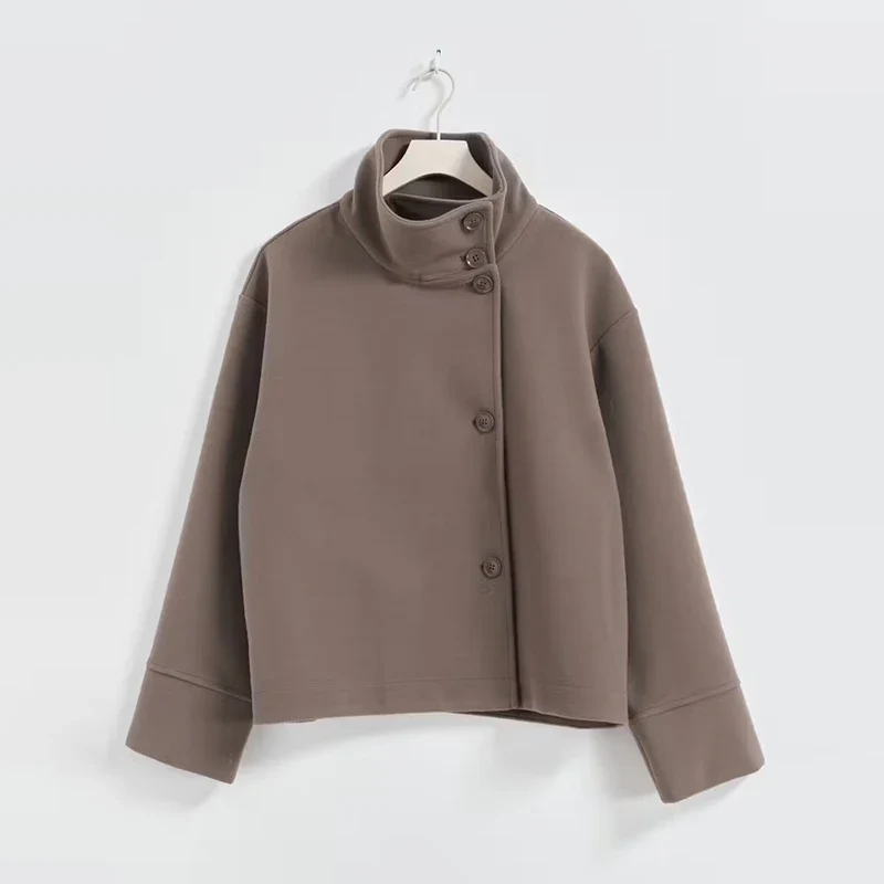 Stand Collar Women's Pea Coat - Image 14