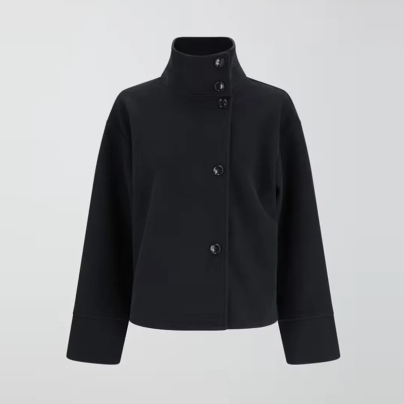 Stand Collar Women's Pea Coat - Image 15