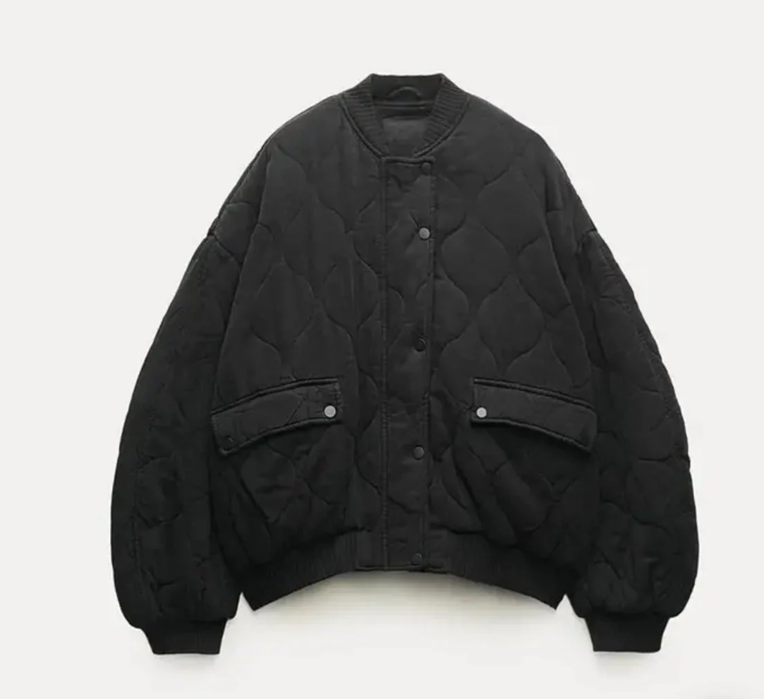 Women's Relaxed Quilted Bomber Jacket - Image 3