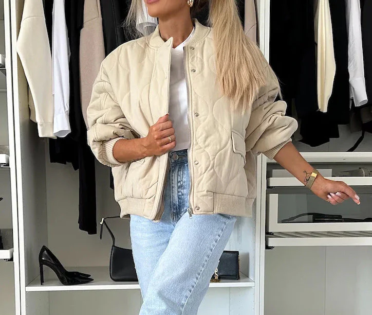Women's Relaxed Quilted Bomber Jacket - Image 8