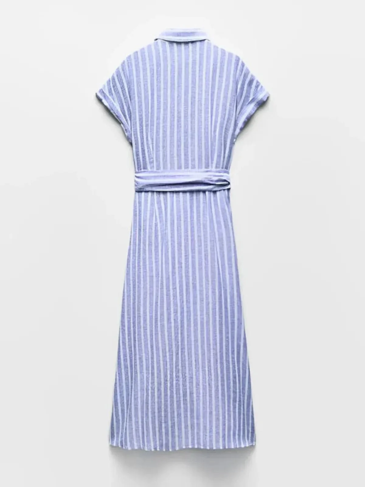 Striped Linen-Blend Work Maxi Dress with Belt - Image 7