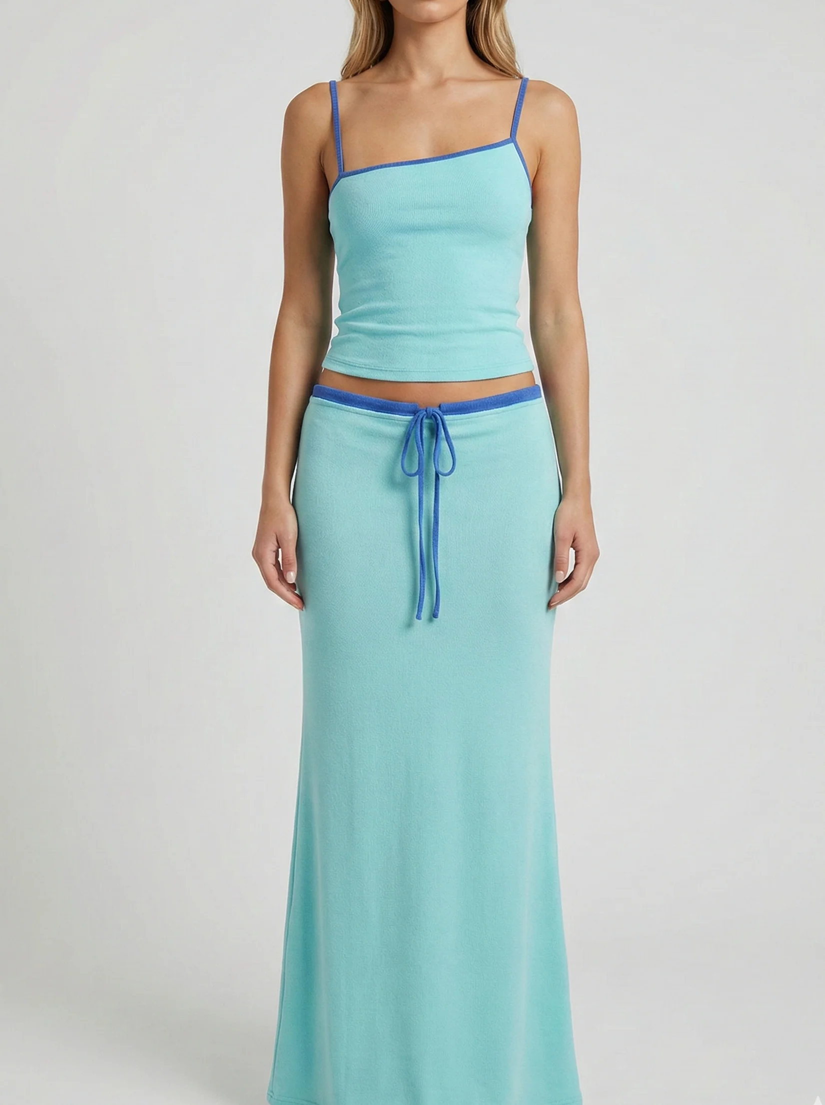 Two Piece Maxi Set – Casual Chic Crop Top and Skirt Set for Women