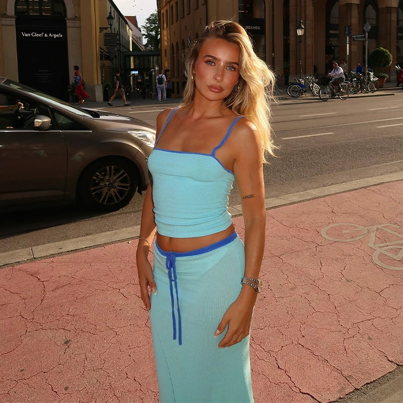 Two Piece Maxi Set – Casual Chic Crop Top and Skirt Set for Women - Image 3